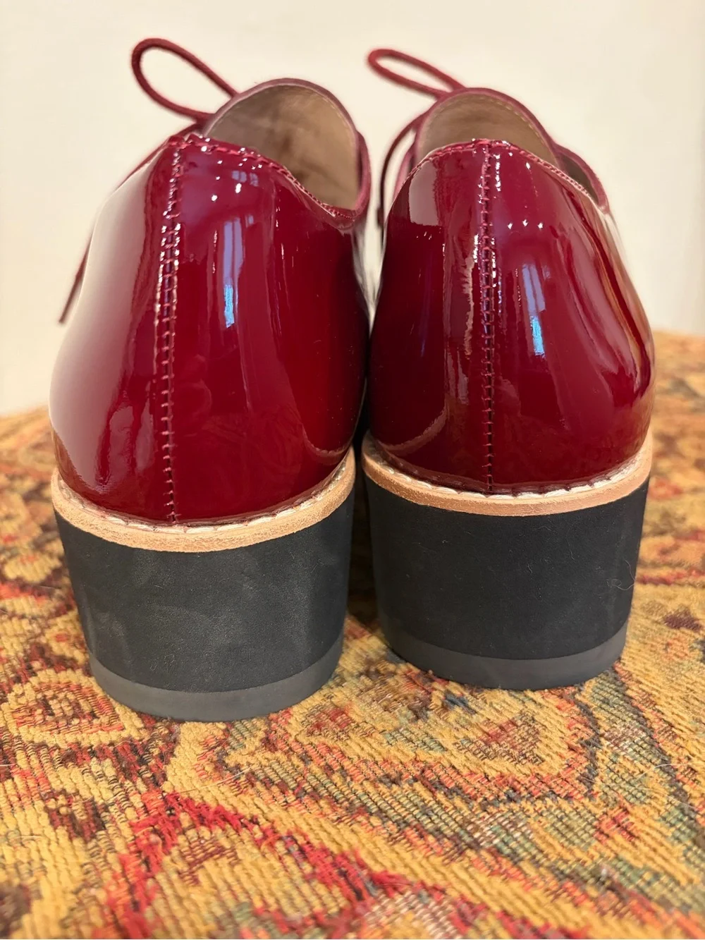 Eileen Fisher Eddy Red Platform Derby Oxford Lace-Up Shoes Size 7.5
